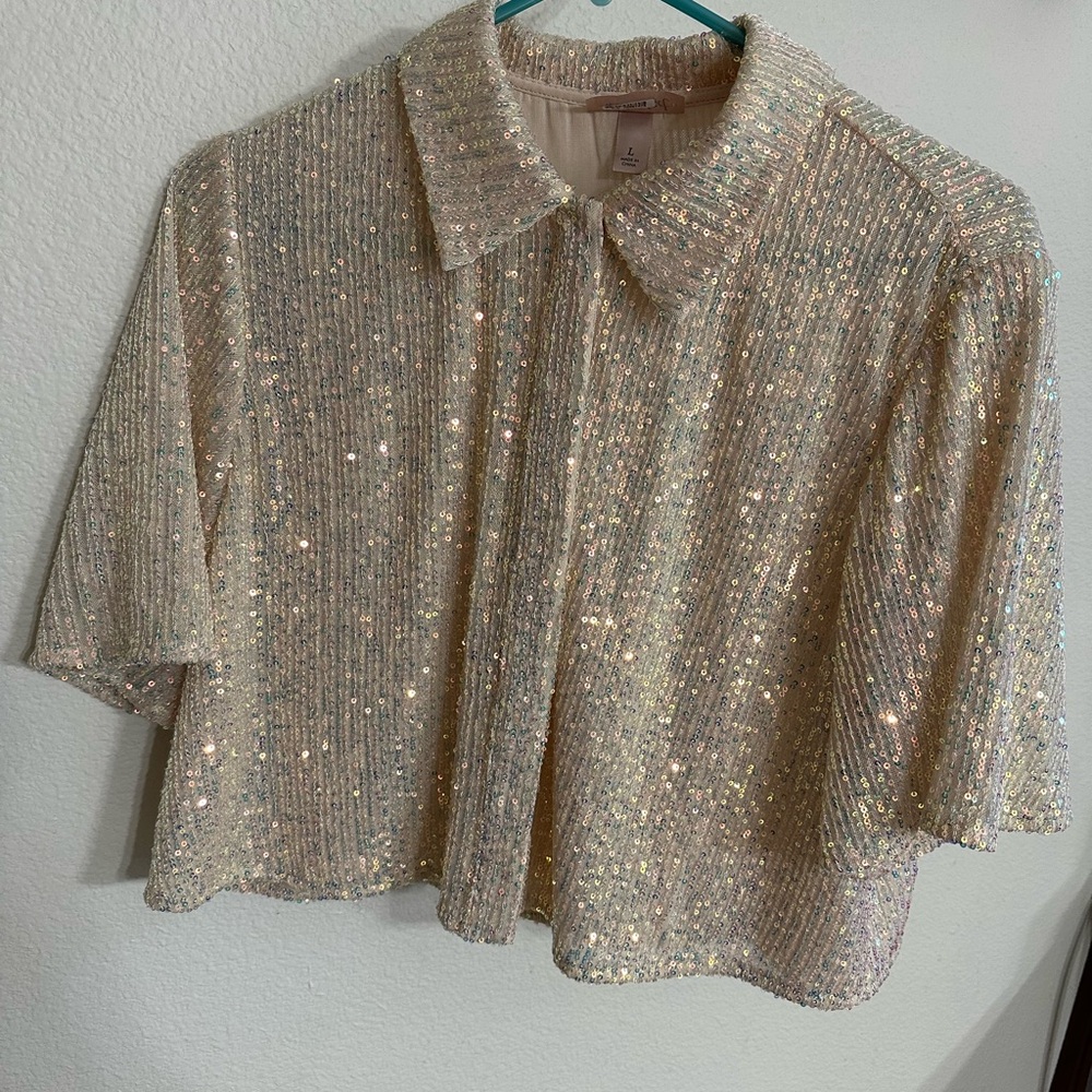 Willow Sparkling Beige Sequin Blouse